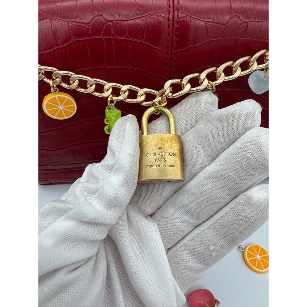 authentic Louis Vuitton padlock & no brand stainless chain repurposed bag charm - Picture 9 of 10